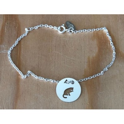 Bracelet femme argent, créateur CabaneTchanque, Token's Chat patte